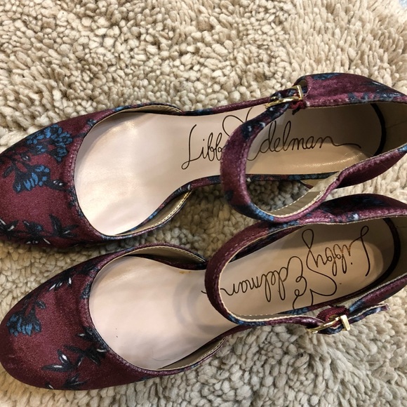 Libby Edelman ankle strap floral velvet Sz. 8. - Picture 5 of 8